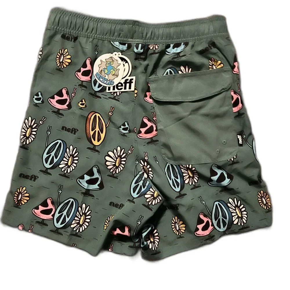 NWT Neff Men's Novelty Print Swim Trunks with Stretch, 7" Inseam - Picture 2 of 2